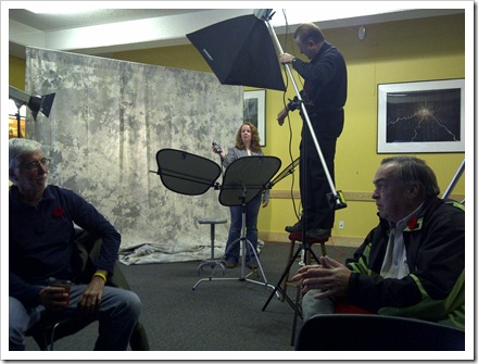 Michael setting up his "studio"